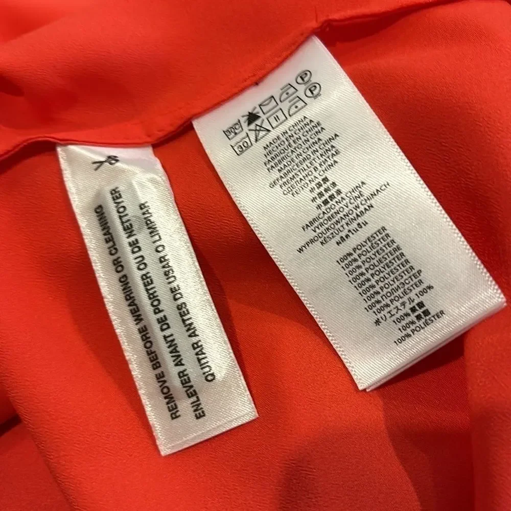 Michael Kors Small Sleeveless Red Orange Mock Neck Classy Career Blouse Small‌‍‍